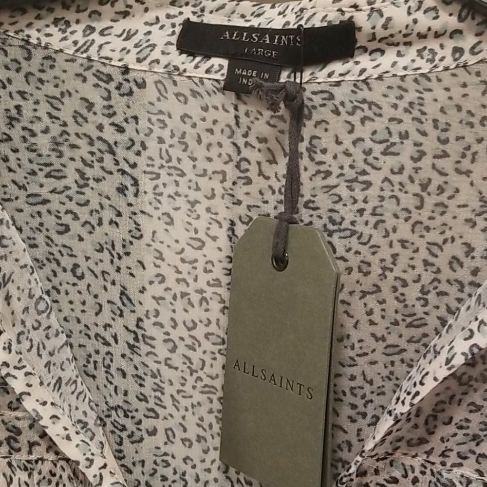 💕ALLSAINTS💕 Deirdre LeoDot Shirt ~ Pale Pink Large NWT - Picture 12 of 15